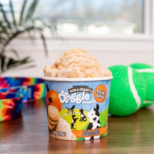 Ben & Jerry's Rosie's Batch Pumpkin & Mini Cookies Frozen Dog Treat Cup Perspective: top