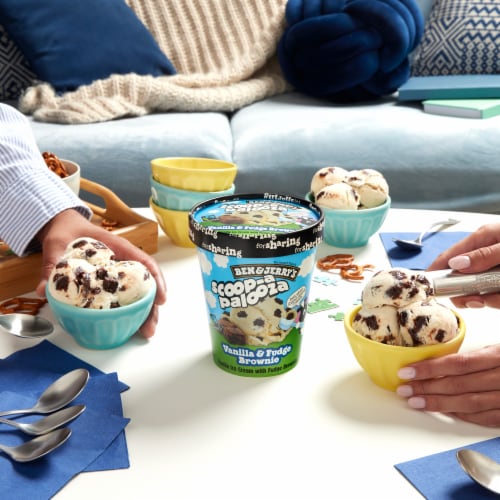Ben & Jerry's Scoop-A-Palooza Vanilla & Fudge Brownie Ice Cream Perspective: top