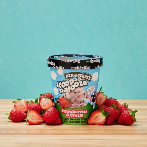 Ben & Jerry's Scoop-A-Palooza Strawberries & Cream Ice Cream Perspective: top