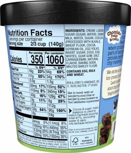 Ben & Jerry's Non-GMO Chocolate Fudge Brownie Chocolate Ice Cream Perspective: top