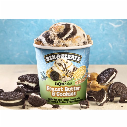 Ben & Jerry's Dairy Free Peanut Butter & Cookies Frozen Dessert Pint Perspective: top