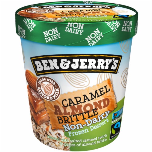 Ben & Jerry's Vegan Dairy Free Frozen Dessert Caramel Almond Brittle Perspective: top