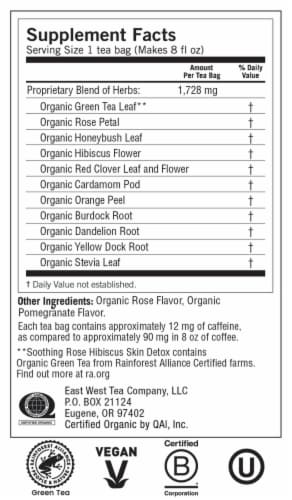 Yogi Soothing Rose Hibiscus Skin DeTox Tea Bags Perspective: top