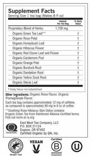 Yogi Soothing Rose Hibiscus Skin Detox Organic Green Tea Bags Perspective: top