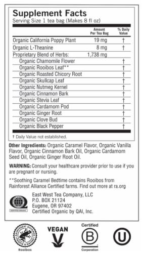 Yogi Soothing Caramel Bedtime Organic Herbal Tea Bags Perspective: top