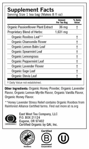 Yogi Honey Lavender Stress Relief Organic Herbal Tea Bags Perspective: top