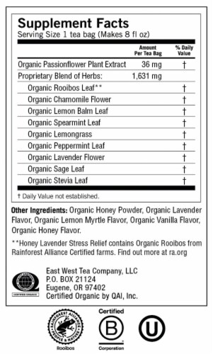 Yogi Honey Lavender Stress Relief Organic Herbal Tea Bags Perspective: top