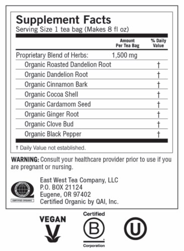 Yogi® Organic Roasted Dandelion Spice Caffeine Free Detox Tea Bags Perspective: top