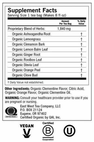 Yogi Sweet Clementine Stress Support Caffeine Free Tea Bags Perspective: top