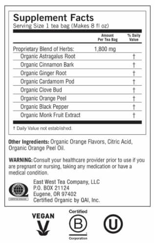 Yogi Orange Clove Organic Herbal Tea Bags Perspective: top