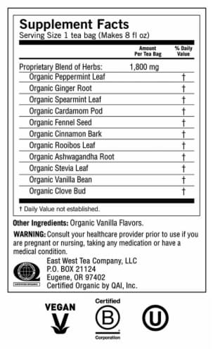 Yogi Vanilla Peppermint Organic Herbal Tea Bags Perspective: top