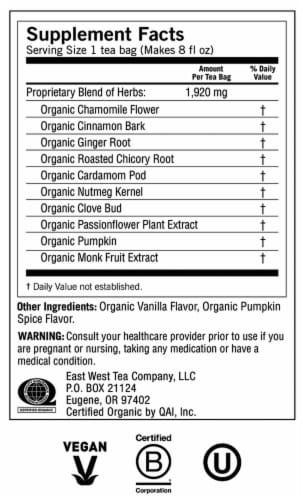 Yogi Pumpkin Spice Organic Herbal Tea Bags Perspective: top