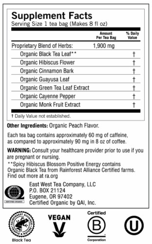 Yogi Spicy Hibiscus Blossom Positive Energy Organic Black Tea Bags Perspective: top