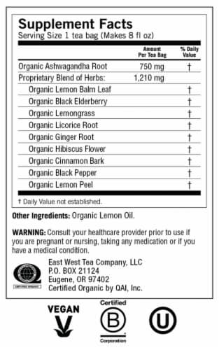 Yogi Elderberry Lemon Balm Immune + Stress Herbal Organic Tea Bags Perspective: top