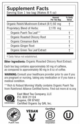 Yogi Rich & Robust Morning Vitality Organic Black Tea Bags Perspective: top