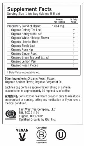 Yogi Bright Peach Positive Energy Organic Oolong Tea Bags Perspective: top