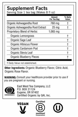 Yogi Blueberry Sage Stress Relief Organic Herbal Tea Bags Perspective: top