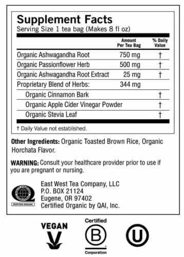 Yogi Cinnamon Horchata Stress + Sleep Organic Herbal Tea Bags Perspective: top