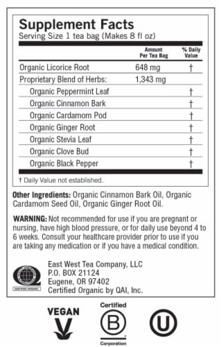 Yogi Egyptian Licorice Mint Organic Herbal Tea Bags Perspective: top