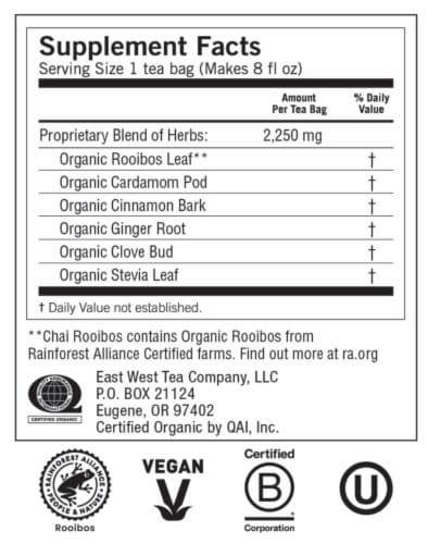 Yogi Chai Rooibos Organic Herbal Tea Bags Perspective: top