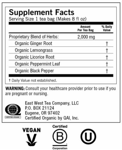 Yogi Ginger Organic Herbal Tea Bags Perspective: top