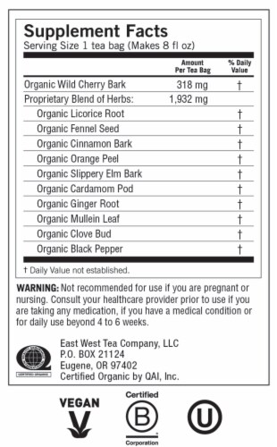 Yogi Throat Comfort Organic Herbal Tea Bags Perspective: top
