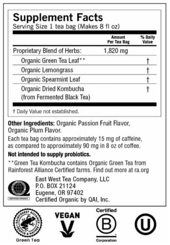 Yogi Organic Kombucha Green Tea Bags Perspective: top