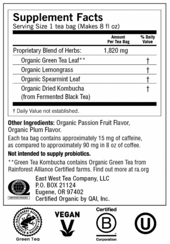 Yogi Organic Kombucha Green Tea Bags Perspective: top