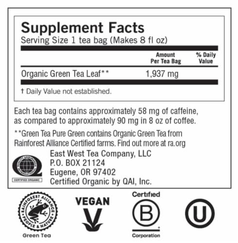 Yogi Green Tea Pure Green Organic Green Tea Bags Perspective: top
