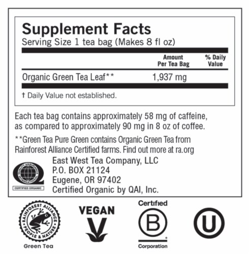 Yogi Green Tea Pure Green Organic Green Tea Bags Perspective: top