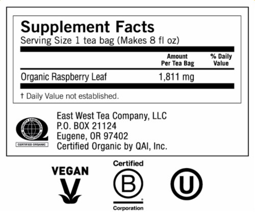 Yogi Woman's Raspberry Leaf Caffeine Free Tea Bags Perspective: top
