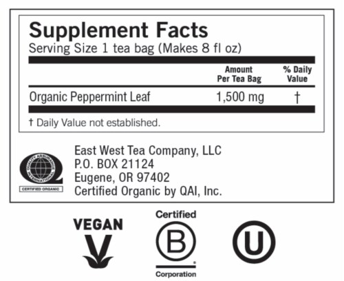 Yogi Organic Purely Peppermint Caffeine Free Tea Bags Perspective: top