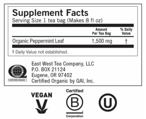 Yogi Organic Purely Peppermint Caffeine Free Tea Bags Perspective: top