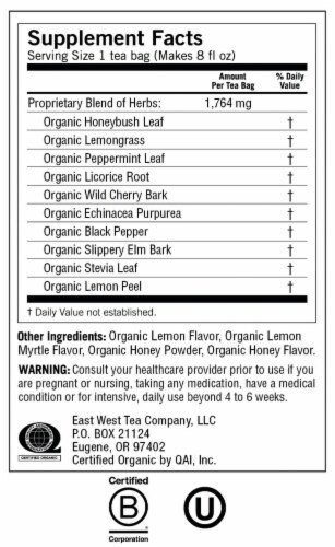 Yogi Honey Lemon Throat Comfort Organic Herbal Tea Bags Perspective: top