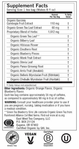 Yogi Green Tea Blueberry Slim Life Organic Green Tea Bags Perspective: top