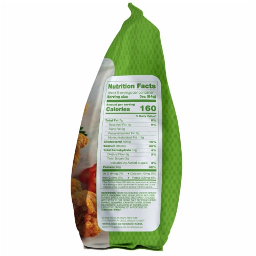 Just Bare® Lightly Breaded Frozen Fully Cooked Spicy Chicken Breast Bites Perspective: top