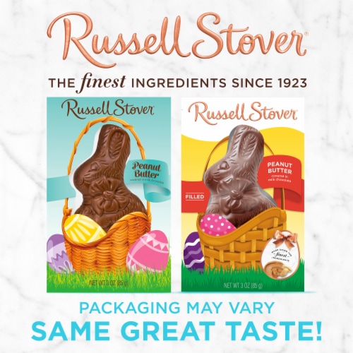 RUSSELL STOVER Easter Bunny Peanut Butter Milk Chocolate Candy Rabbit Perspective: top