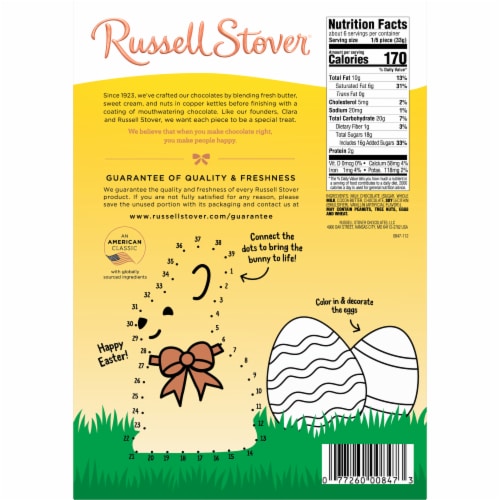 RUSSELL STOVER Easter Bunny Solid Milk Chocolate Candy Rabbit Perspective: top