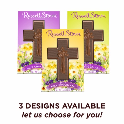 RUSSELL STOVER Solid Milk Chocolate Candy Easter Cross Perspective: top
