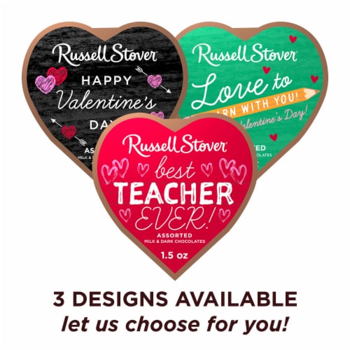 RUSSELL STOVER Valentine's Day Chalkboard Heart Milk & Dark Chocolate Candy Gift Box Perspective: top