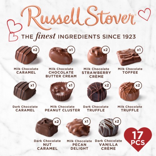 RUSSELL STOVER Valentine's Day Secret Lace Heart Assorted Milk & Dark ...