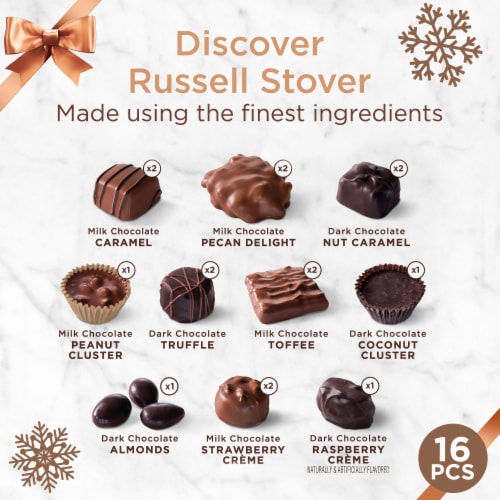 RUSSELL STOVER Christmas Assorted Milk & Dark Chocolate Gift Box Perspective: top
