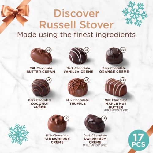 RUSSELL STOVER Christmas Assorted Crèmes in Milk & Dark Chocolate Gift Box Perspective: top