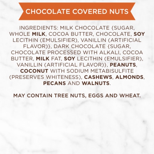 RUSSELL STOVER Christmas Chocolate Covered Nuts Assortment in Milk & Dark Chocolate Gift Box Perspective: top
