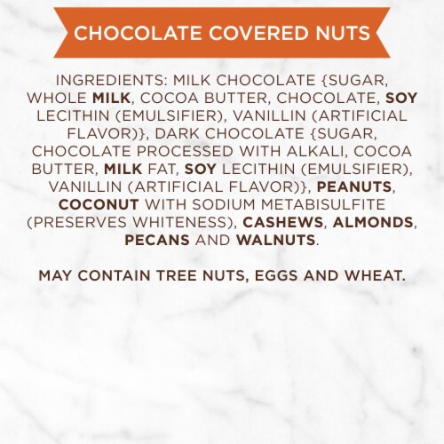 RUSSELL STOVER Christmas Chocolate Covered Nuts Assortment in Milk & Dark Chocolate Gift Box Perspective: top