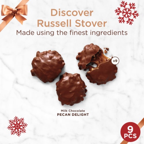 RUSSELL STOVER Christmas Milk Chocolate Pecan Delight Gift Box Perspective: top