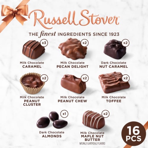 RUSSELL STOVER Caramels & Nuts in Milk & Dark Chocolate Gift Box Perspective: top