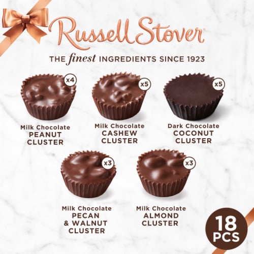 RUSSELL STOVER Milk Chocolate Covered Nuts Chocolate Gift Box Perspective: top