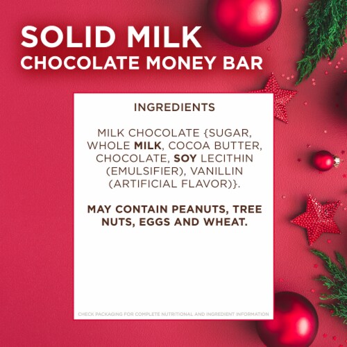 RUSSELL STOVER Christmas Santa Solid Milk Chocolate Money Bar Perspective: top