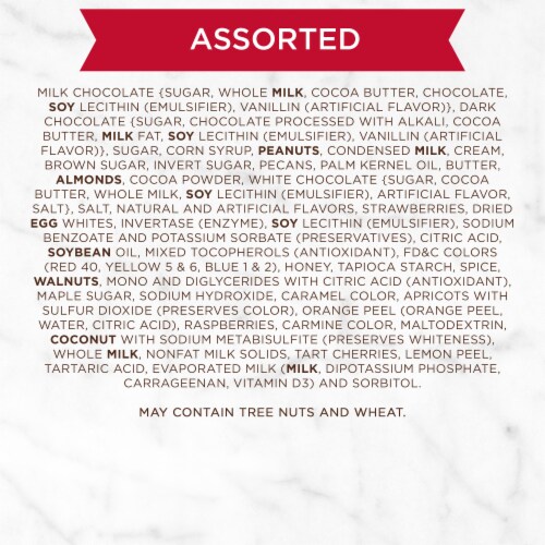RUSSELL STOVER Valentine's Day Love Confetti Heart Assorted Milk & Dark Chocolate Gift Box Perspective: top